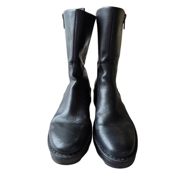 Born Leather Boots Size 7.5 Black Side Zip Heeled Platform Boot - Picture 3 of 7